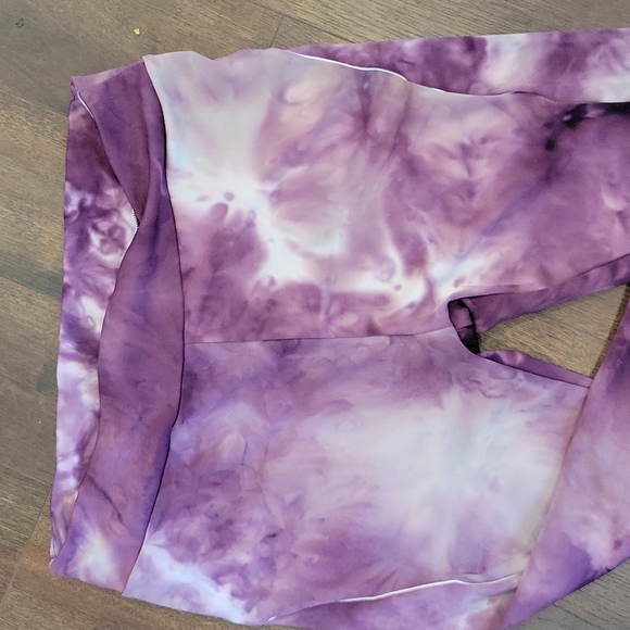 High waisted purple tie dye full length leggings 1x - Picture 2 of 10